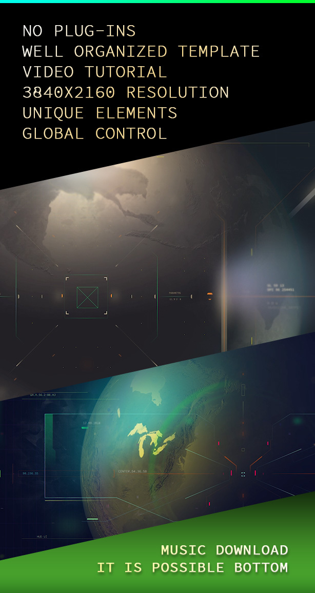 HUD Screens/ UI Display/ Sci-Fi Interface/ FUI/ Hi-Tech Titles/ Planet Earth/ Drone View/ Future/ TV - 3