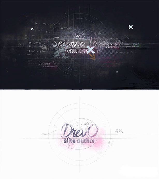Science Logo/ Back to School/ Chalk Board Intro/ Mathematical Formulas/ Grunge Style/ Dust Scratches - 3