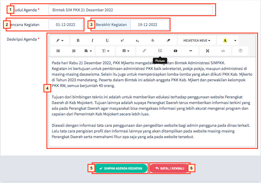 Menambah agenda kegiatan