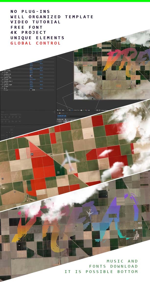 TimeLapse Cloud 4K Intro/ Farmer Field/ Travel Youtube Intro/ Logo Typography Opener/ Dynamic Stomp - 3