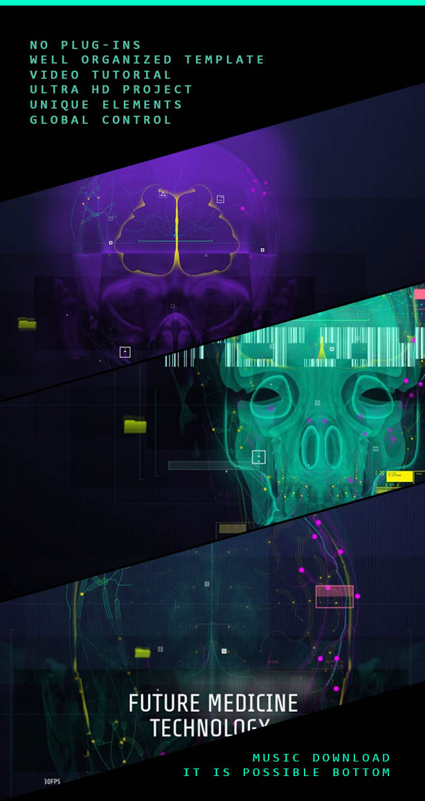 Future Medicine Technology/ MRI/ Human Scan/ Cyber Sci-fi Interface/ HUD FUI/ XRAY/ Medical Center - 3