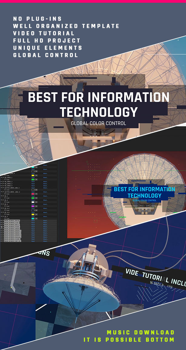 Cyber Opener/ Satellite Antenna/ IT Glitch/ 3D UI/Sci-fi Industrial/ Information Digital Technology - 3